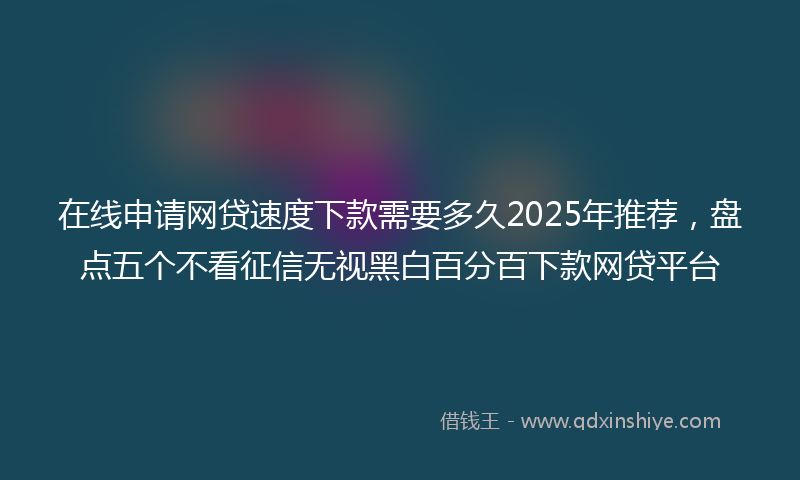 在线申请网贷速度下款需要多久2025年推荐，盘点五个不看征信无视黑白百分百下款网贷平台