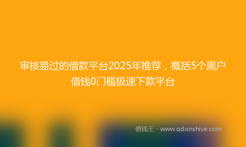 审核易过的借款平台2025年推荐，概括5个黑户借钱0门槛极速下款平台