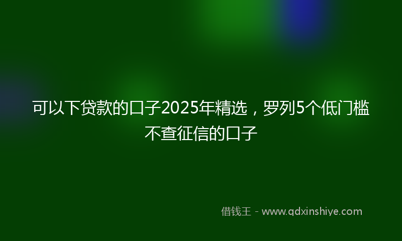 可以下贷款的口子2025年精选，罗列5个低门槛不查征信的口子