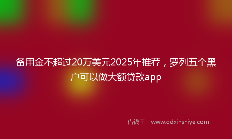备用金不超过20万美元2025年推荐，罗列五个黑户可以做大额贷款app