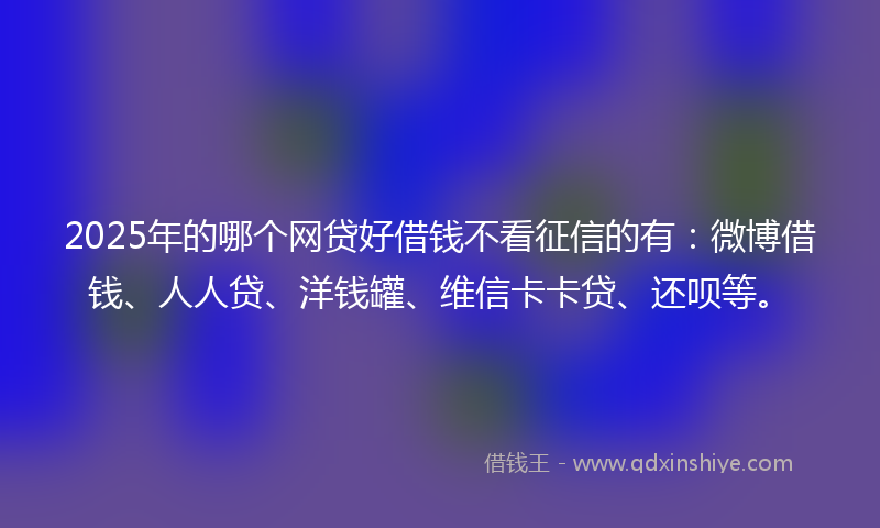 2025年的哪个网贷好借钱不看征信的有：微博借钱、人人贷、洋钱罐、维信卡卡贷、还呗等。