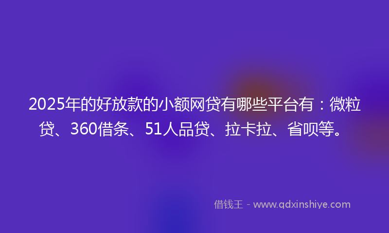 2025年的好放款的小额网贷有哪些平台有：微粒贷、360借条、51人品贷、拉卡拉、省呗等。