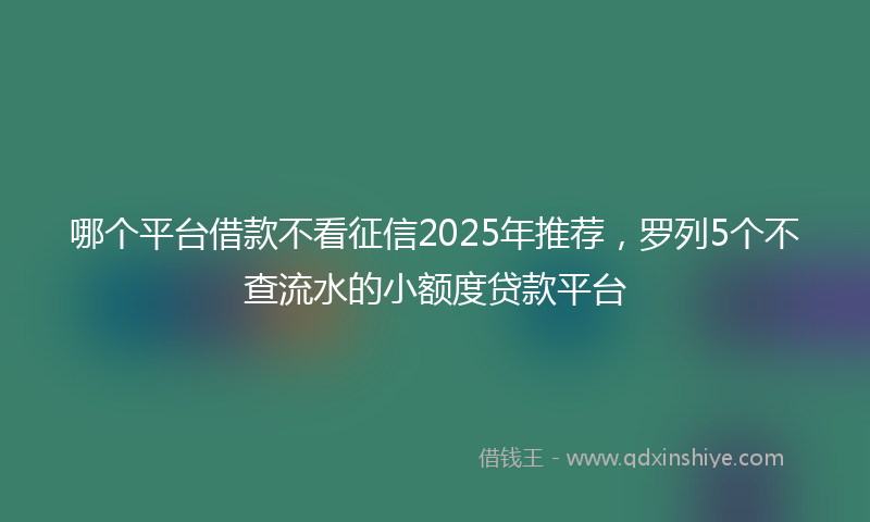 哪个平台借款不看征信2025年推荐，罗列5个不查流水的小额度贷款平台