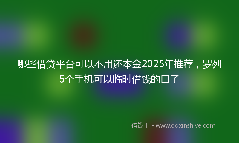 哪些借贷平台可以不用还本金2025年推荐，罗列5个手机可以临时借钱的口子