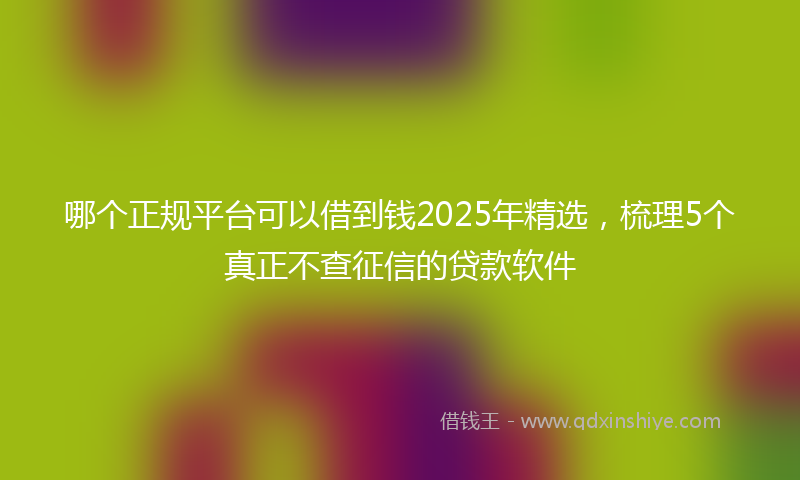 哪个正规平台可以借到钱2025年精选，梳理5个真正不查征信的贷款软件