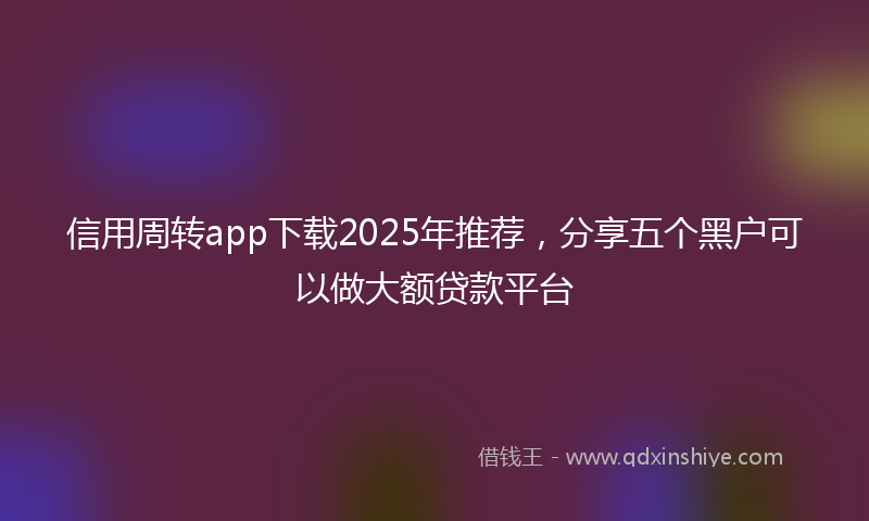 信用周转app下载2025年推荐，分享五个黑户可以做大额贷款平台
