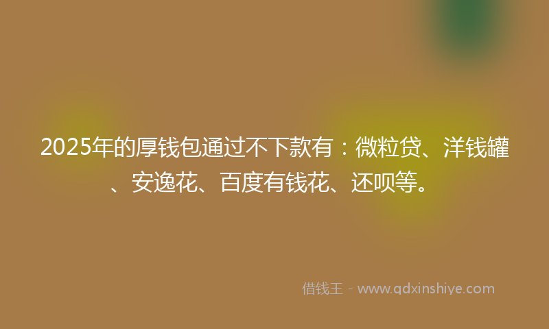 2025年的厚钱包通过不下款有：微粒贷、洋钱罐、安逸花、百度有钱花、还呗等。