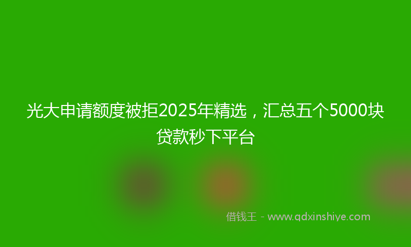 光大申请额度被拒2025年精选，汇总五个5000块贷款秒下平台