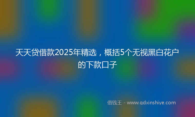 天天贷借款2025年精选，概括5个无视黑白花户的下款口子