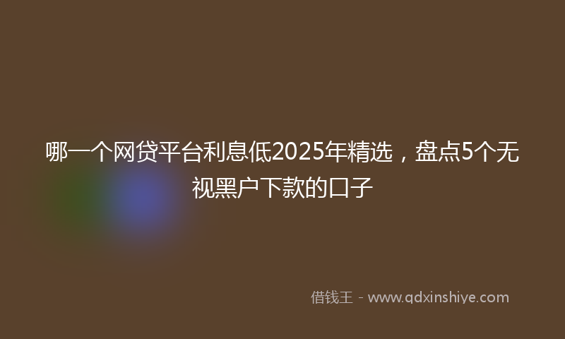 哪一个网贷平台利息低2025年精选，盘点5个无视黑户下款的口子