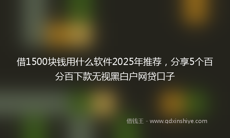借1500块钱用什么软件2025年推荐，分享5个百分百下款无视黑白户网贷口子