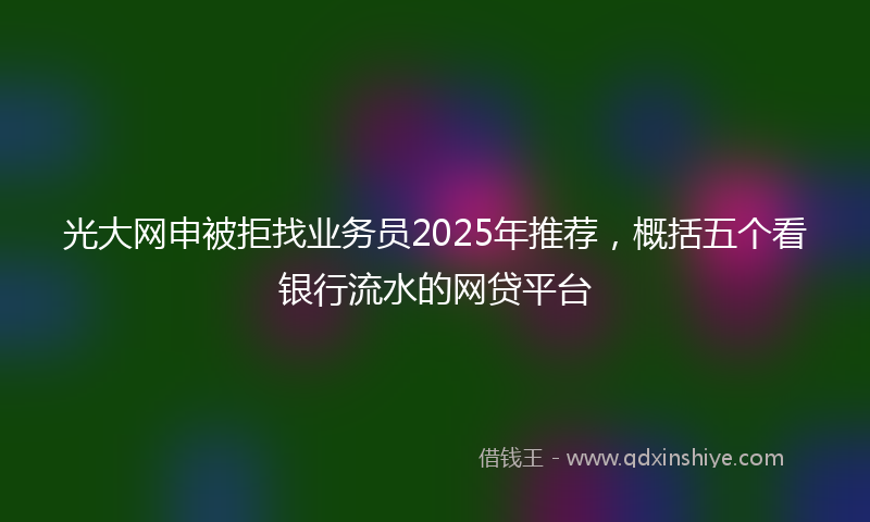 光大网申被拒找业务员2025年推荐，概括五个看银行流水的网贷平台