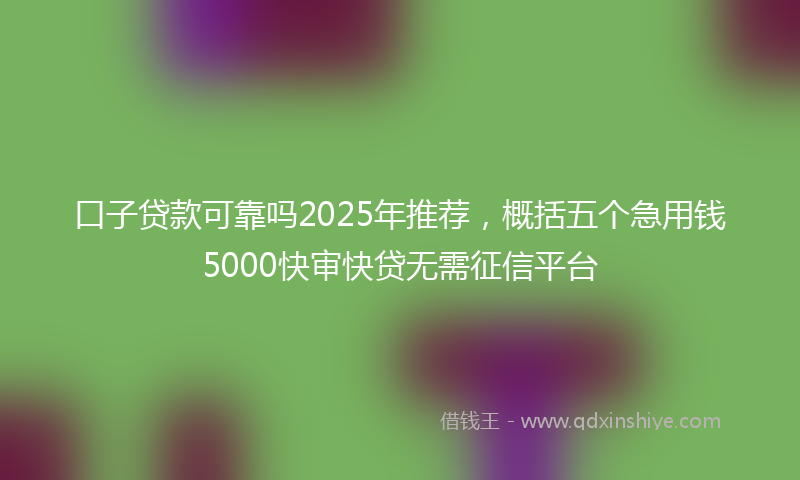 口子贷款可靠吗2025年推荐，概括五个急用钱5000快审快贷无需征信平台