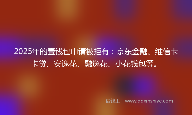 2025年的壹钱包申请被拒有：京东金融、维信卡卡贷、安逸花、融逸花、小花钱包等。