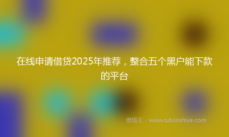 在线申请借贷2025年推荐，整合五个黑户能下款的平台