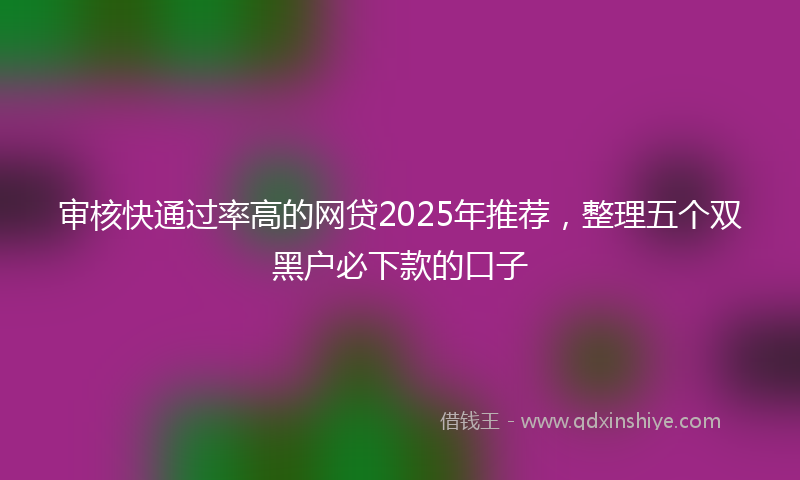 审核快通过率高的网贷2025年推荐，整理五个双黑户必下款的口子