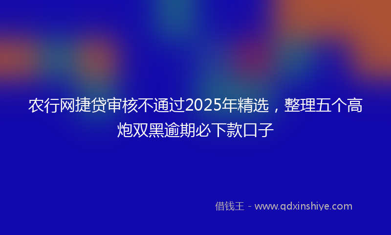 农行网捷贷审核不通过2025年精选，整理五个高炮双黑逾期必下款口子