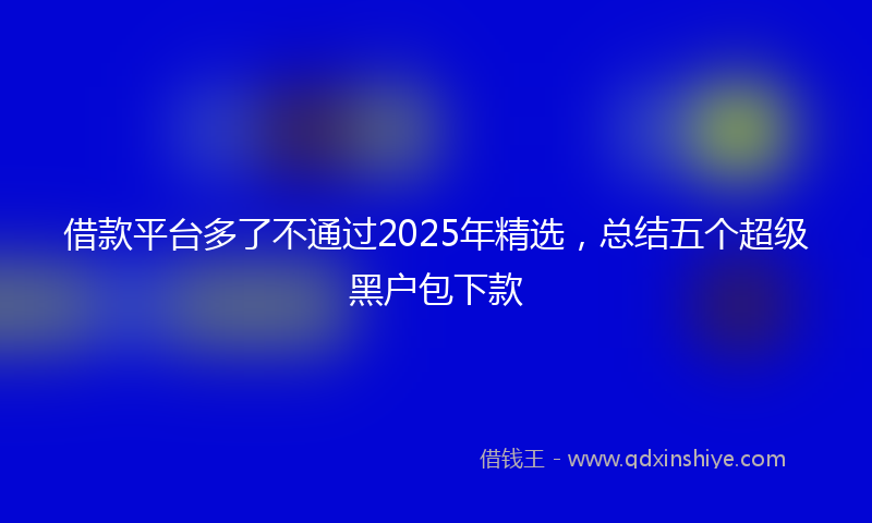借款平台多了不通过2025年精选，总结五个超级黑户包下款