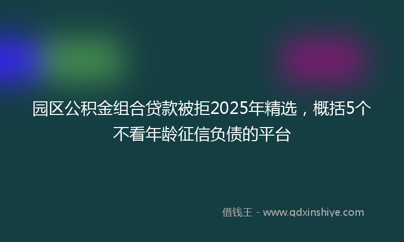 园区公积金组合贷款被拒2025年精选，概括5个不看年龄征信负债的平台