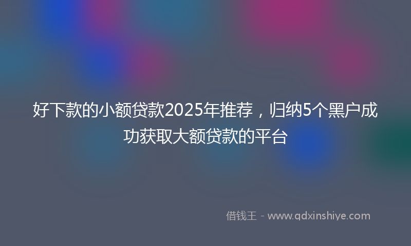好下款的小额贷款2025年推荐，归纳5个黑户成功获取大额贷款的平台