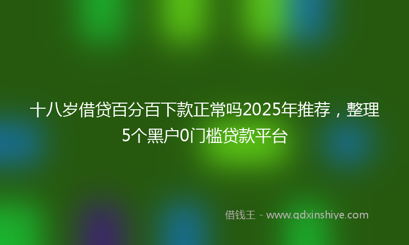 十八岁借贷百分百下款正常吗2025年推荐，整理5个黑户0门槛贷款平台