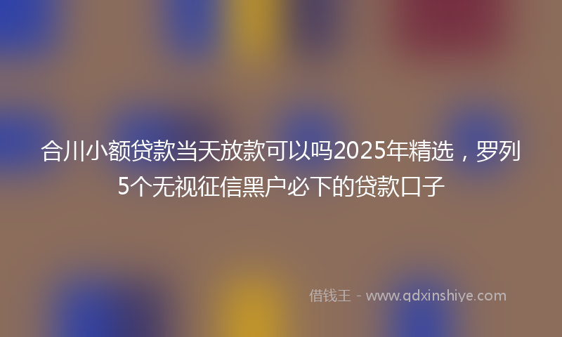 合川小额贷款当天放款可以吗2025年精选，罗列5个无视征信黑户必下的贷款口子