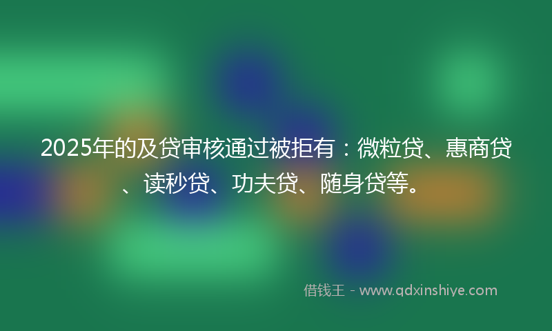 2025年的及贷审核通过被拒有：微粒贷、惠商贷、读秒贷、功夫贷、随身贷等。
