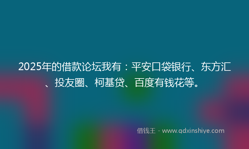 2025年的借款论坛我有：平安口袋银行、东方汇、投友圈、柯基贷、百度有钱花等。