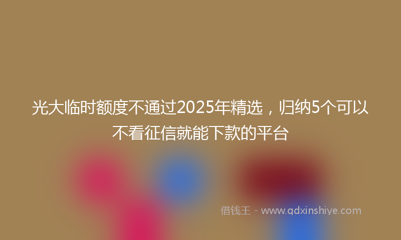 光大临时额度不通过2025年精选，归纳5个可以不看征信就能下款的平台