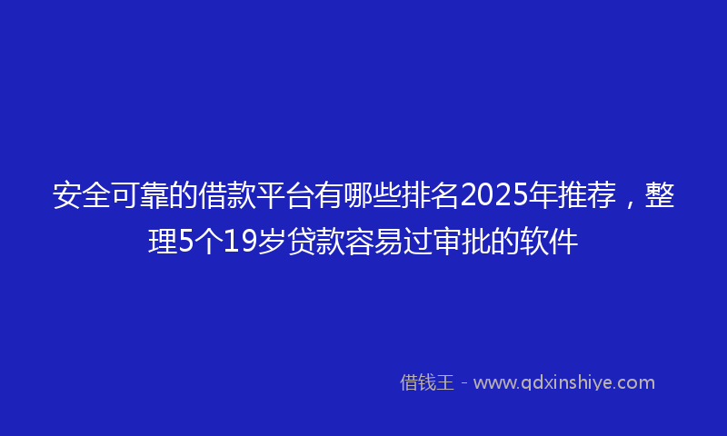 安全可靠的借款平台有哪些排名2025年推荐，整理5个19岁贷款容易过审批的软件