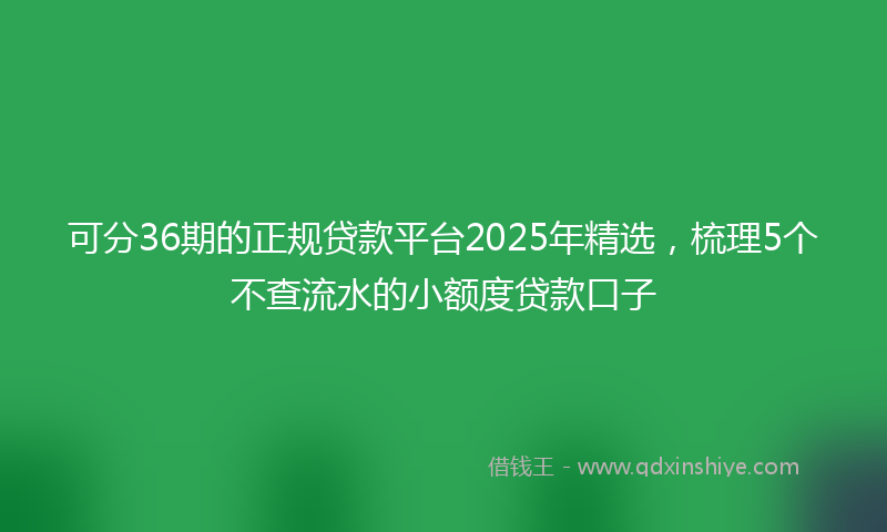 可分36期的正规贷款平台2025年精选，梳理5个不查流水的小额度贷款口子