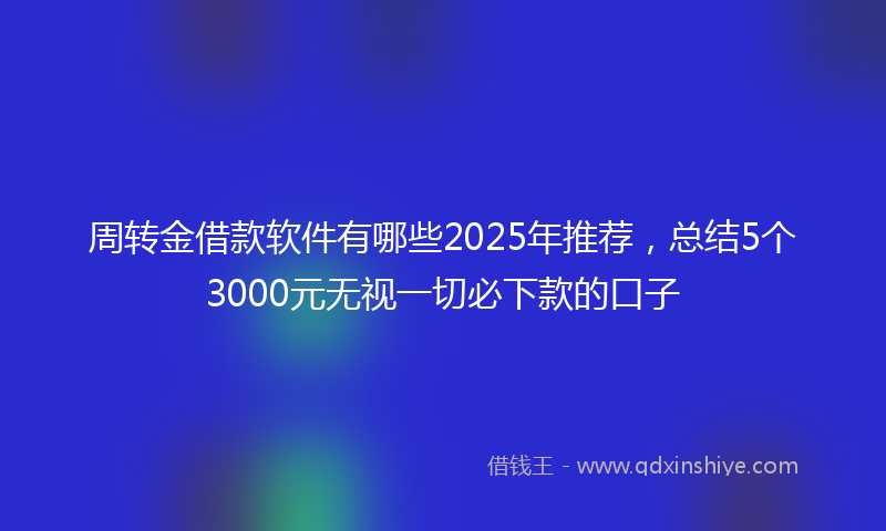周转金借款软件有哪些2025年推荐，总结5个3000元无视一切必下款的口子