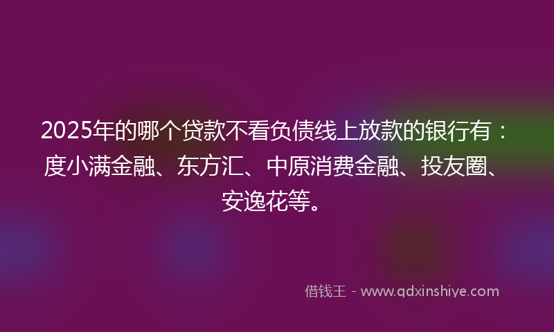 2025年的哪个贷款不看负债线上放款的银行有：度小满金融、东方汇、中原消费金融、投友圈、安逸花等。