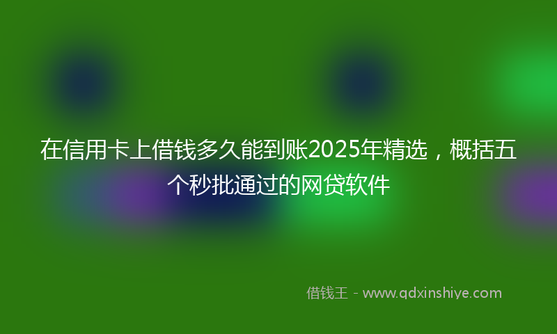 在信用卡上借钱多久能到账2025年精选，概括五个秒批通过的网贷软件