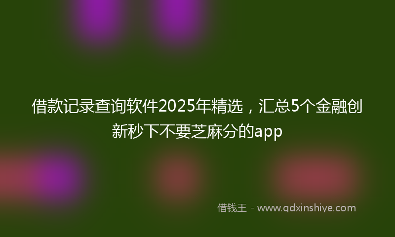 借款记录查询软件2025年精选，汇总5个金融创新秒下不要芝麻分的app