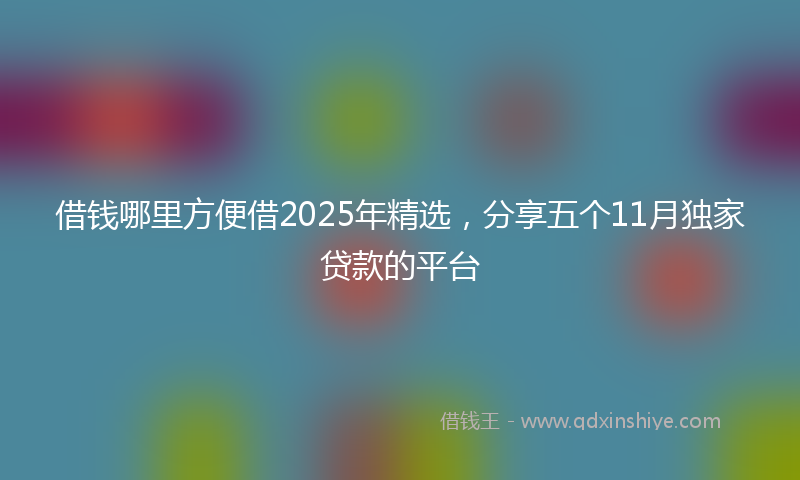 借钱哪里方便借2025年精选，分享五个11月独家贷款的平台