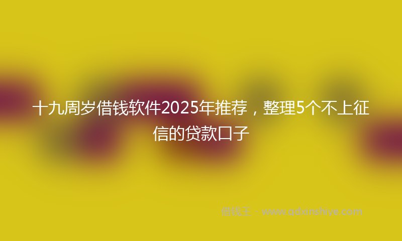 十九周岁借钱软件2025年推荐，整理5个不上征信的贷款口子