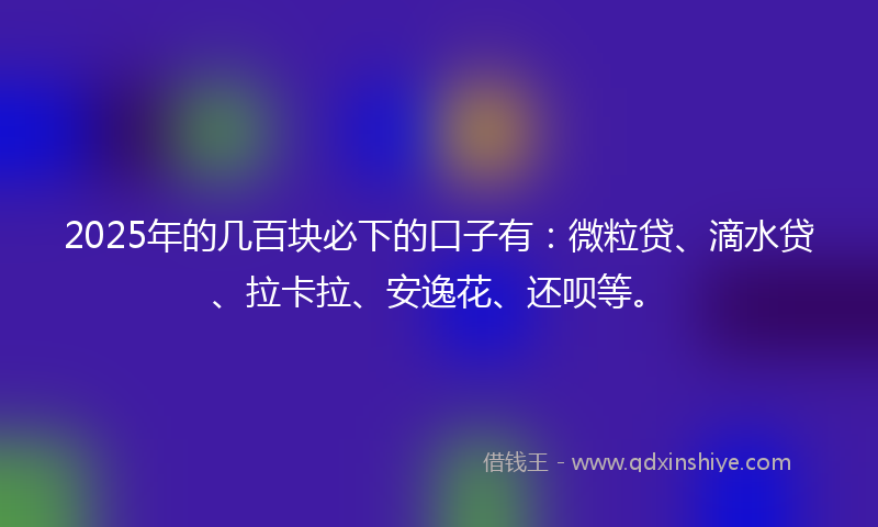 2025年的几百块必下的口子有：微粒贷、滴水贷、拉卡拉、安逸花、还呗等。