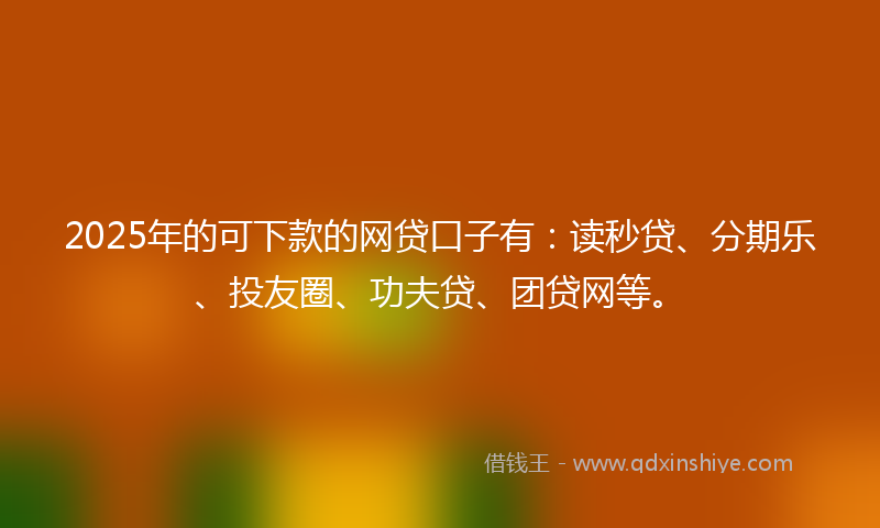 2025年的可下款的网贷口子有：读秒贷、分期乐、投友圈、功夫贷、团贷网等。