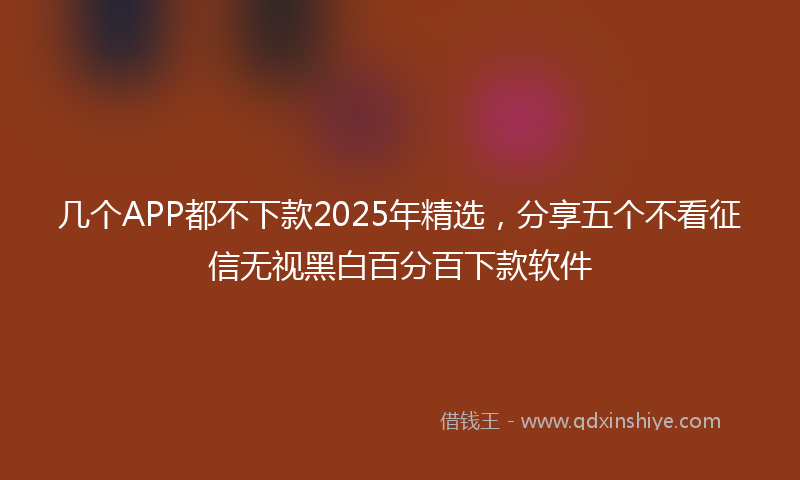 几个APP都不下款2025年精选，分享五个不看征信无视黑白百分百下款软件