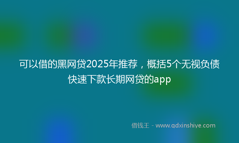 可以借的黑网贷2025年推荐，概括5个无视负债快速下款长期网贷的app