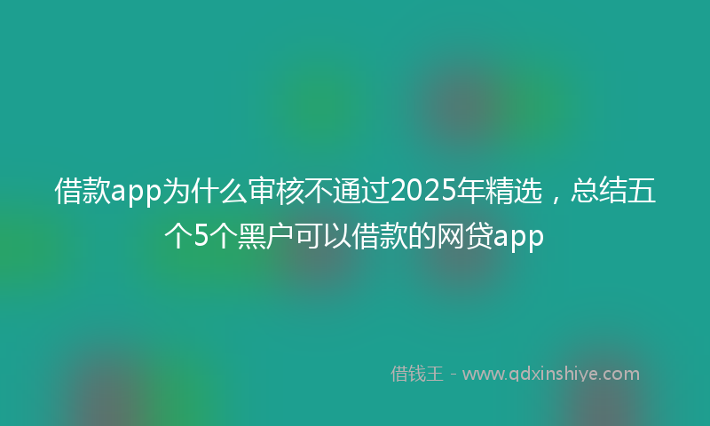 借款app为什么审核不通过2025年精选，总结五个5个黑户可以借款的网贷app