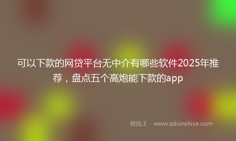 可以下款的网贷平台无中介有哪些软件2025年推荐，盘点五个高炮能下款的app