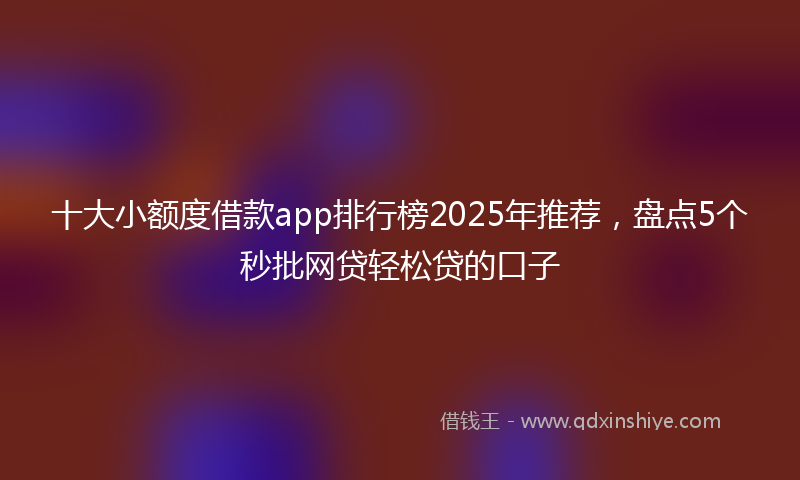 十大小额度借款app排行榜2025年推荐，盘点5个秒批网贷轻松贷的口子