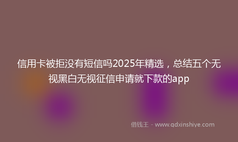 信用卡被拒没有短信吗2025年精选，总结五个无视黑白无视征信申请就下款的app