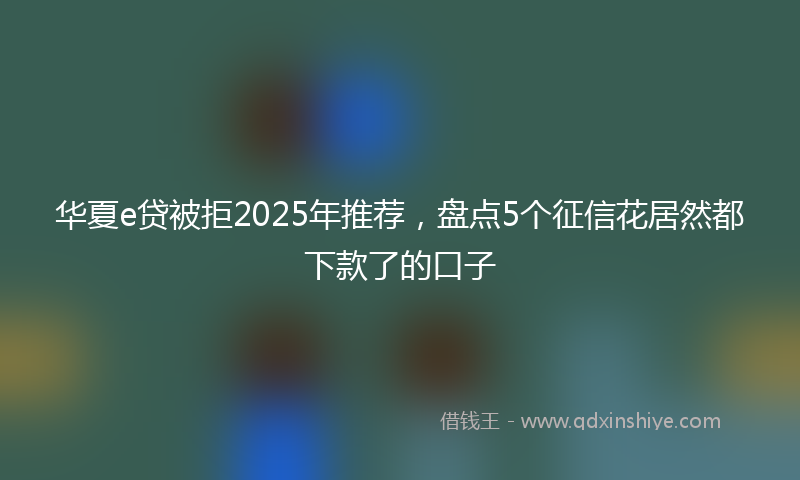 华夏e贷被拒2025年推荐，盘点5个征信花居然都下款了的口子