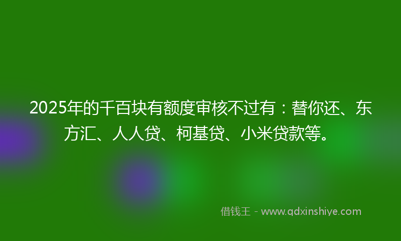 2025年的千百块有额度审核不过有：替你还、东方汇、人人贷、柯基贷、小米贷款等。