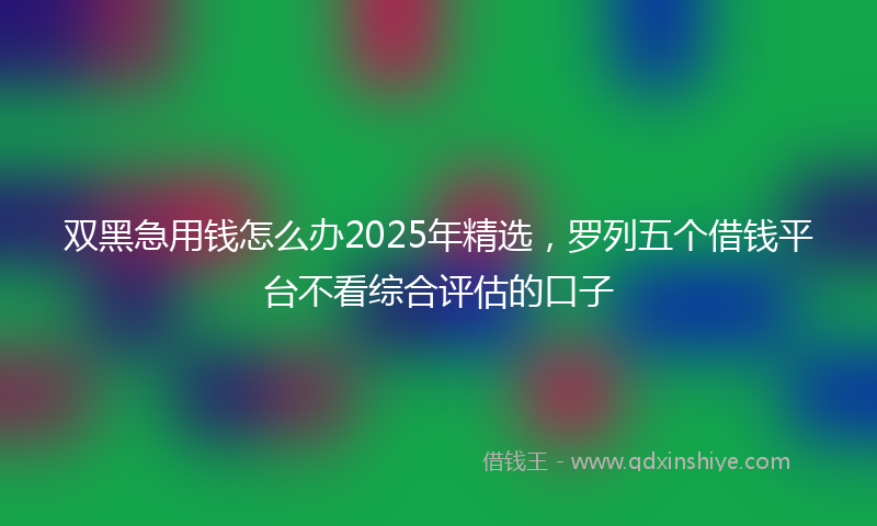 双黑急用钱怎么办2025年精选，罗列五个借钱平台不看综合评估的口子