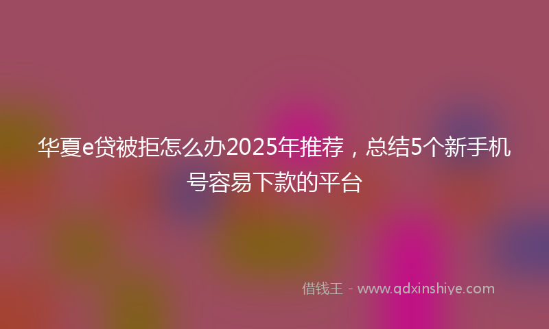 华夏e贷被拒怎么办2025年推荐，总结5个新手机号容易下款的平台