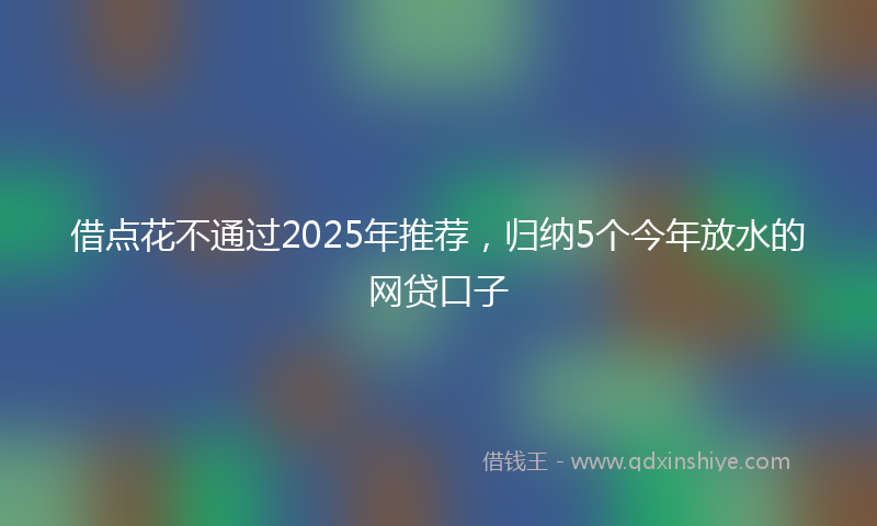 借点花不通过2025年推荐，归纳5个今年放水的网贷口子
